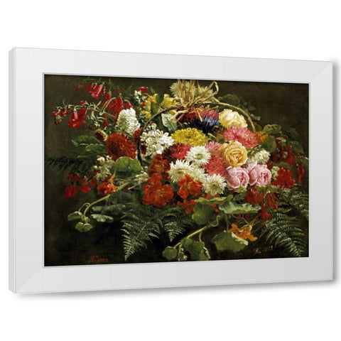 A Summer Bouquet White Modern Wood Framed Art Print by Christensen, Anthonie Eleonore
