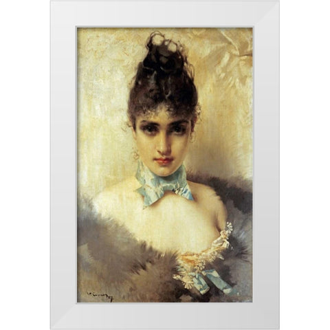 An Elegant Beauty White Modern Wood Framed Art Print by Corcos, Vittorio
