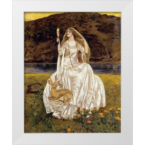 The Damsel of The Lake White Modern Wood Framed Art Print by Cowper, Frank Cadogan