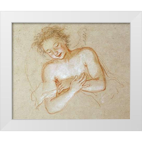 A Flying Angel White Modern Wood Framed Art Print by Coypel, Antoine