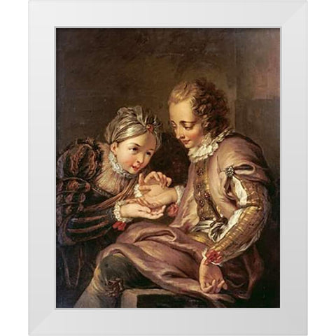 The Fortune Teller White Modern Wood Framed Art Print by Coypel, Charles