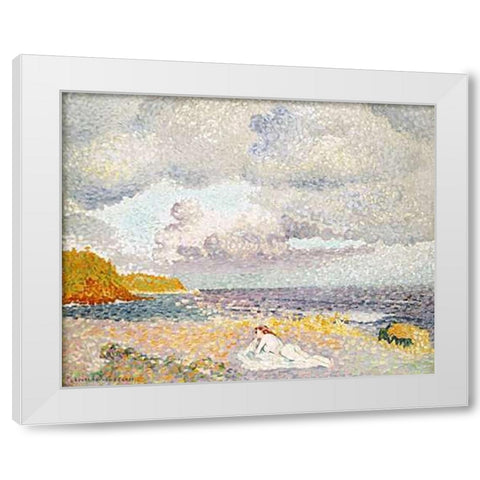 Before The Thunderstorm (The Bather) White Modern Wood Framed Art Print by Cross, Henri Edmond