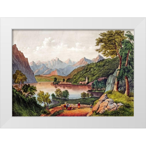 Lake Lugano, Italy White Modern Wood Framed Art Print by Currier and Ives