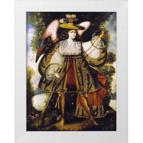 Arcangel Con Arcabuz White Modern Wood Framed Art Print by Cuzco School
