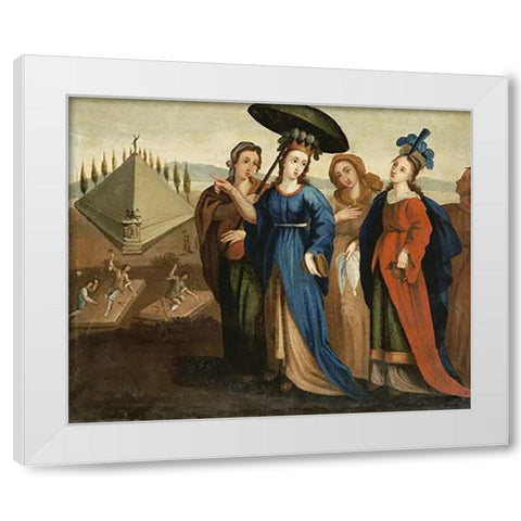 The Mausoleum of Halicarnassus White Modern Wood Framed Art Print by School, Cuzco