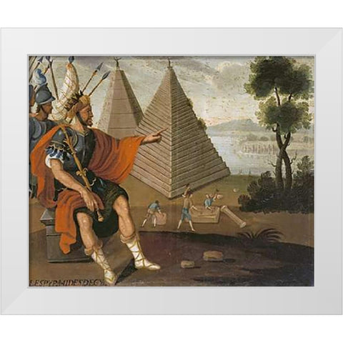 The Pyramids of Egypt White Modern Wood Framed Art Print by School, Cuzco
