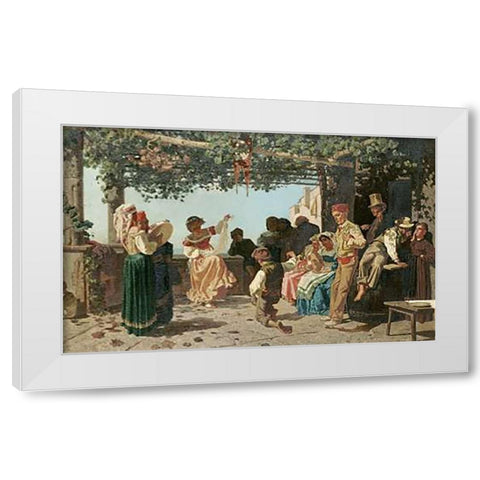 La Tarantella White Modern Wood Framed Art Print by Dalbono, Eduardo