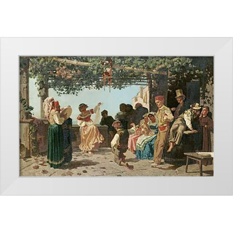 La Tarantella White Modern Wood Framed Art Print by Dalbono, Eduardo