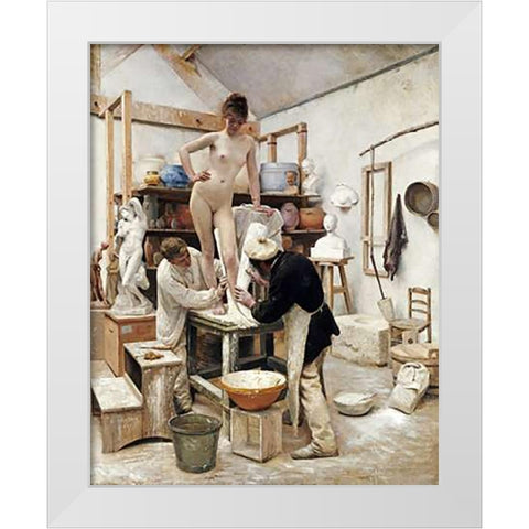 A Mould From Nature White Modern Wood Framed Art Print by Dantan, Edouard Joseph