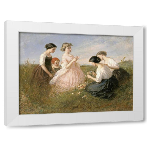 The Flower Garland White Modern Wood Framed Art Print by De Beaumont, Charles Edouard