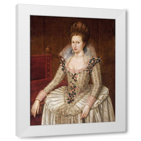 Portrait of Queen Anne of Denmark White Modern Wood Framed Art Print by De Critz, John