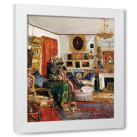 An Interior of a Sitting Room White Modern Wood Framed Art Print by De Launay, Gustave