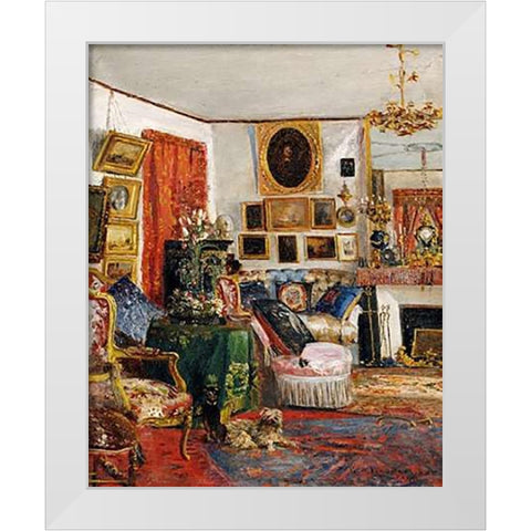 An Interior of a Sitting Room White Modern Wood Framed Art Print by De Launay, Gustave