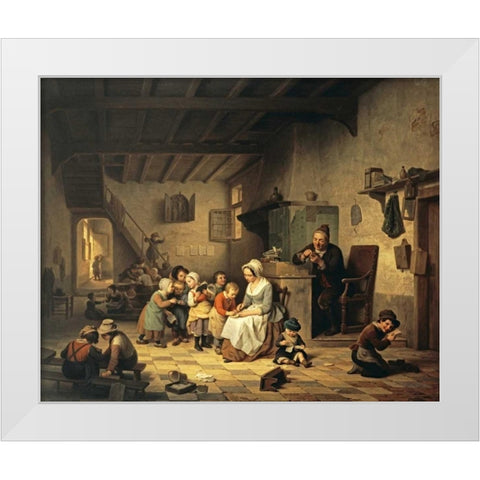 The School Room White Modern Wood Framed Art Print by De Loose, Basile