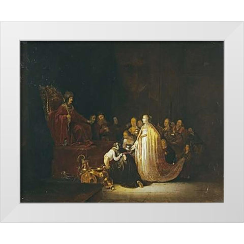 The Queen of Sheba Before King Solomon White Modern Wood Framed Art Print by De Wet, Jacob Willemsz