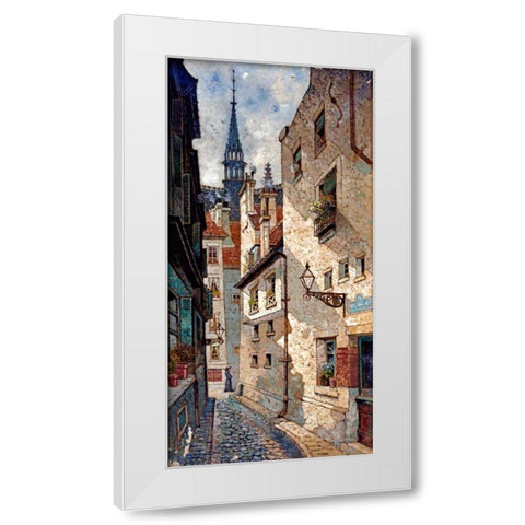 Rue Des Chartres, Old Paris White Modern Wood Framed Art Print by Deakin, Dewin