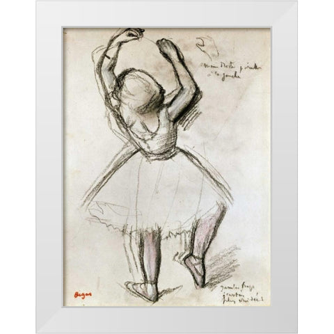 Backview of a Dancer White Modern Wood Framed Art Print by Degas, Edgar