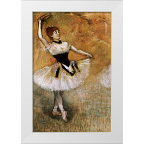Dancer With a Tambourine White Modern Wood Framed Art Print by Degas, Edgar