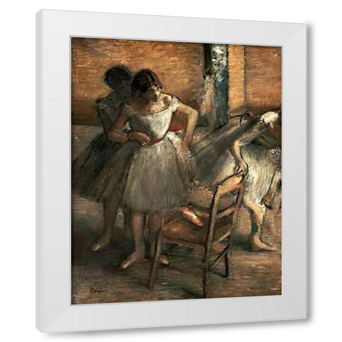 Dancers White Modern Wood Framed Art Print by Degas, Edgar