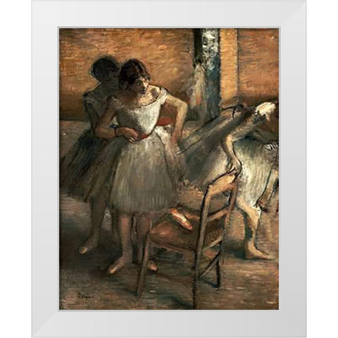 Dancers White Modern Wood Framed Art Print by Degas, Edgar