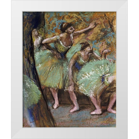 Danseuses White Modern Wood Framed Art Print by Degas, Edgar