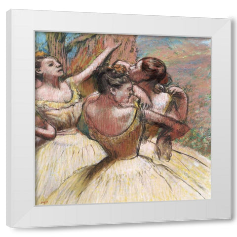 Three Dancers White Modern Wood Framed Art Print by Degas, Edgar