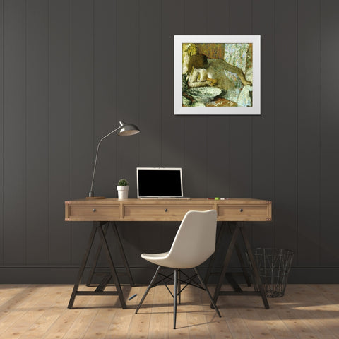 Woman at Her Toilet White Modern Wood Framed Art Print by Degas, Edgar