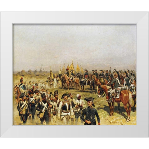 Napoleon Commanding a View of The Prisoners White Modern Wood Framed Art Print by Detaille, Edouard