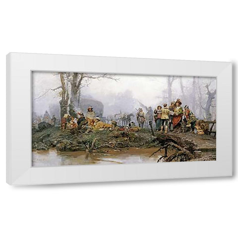 The Encampment White Modern Wood Framed Art Print by Detti, Cesare Auguste