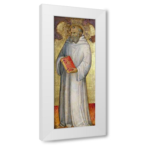 Saint Benedict White Modern Wood Framed Art Print by Di Bartolo, Andrea