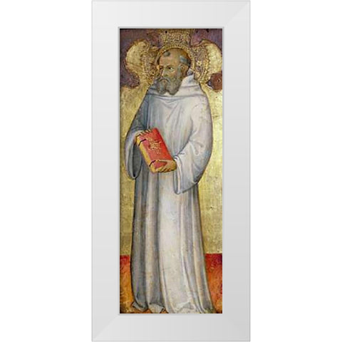 Saint Benedict White Modern Wood Framed Art Print by Di Bartolo, Andrea