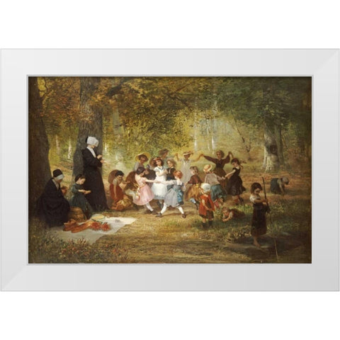 Ring a Ring a Roses White Modern Wood Framed Art Print by Dieffenbach, Anton