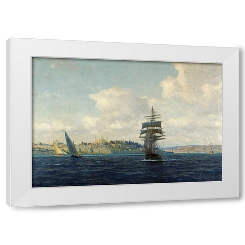 A View of Constantinople White Modern Wood Framed Art Print by Diemer, Michael Zeno