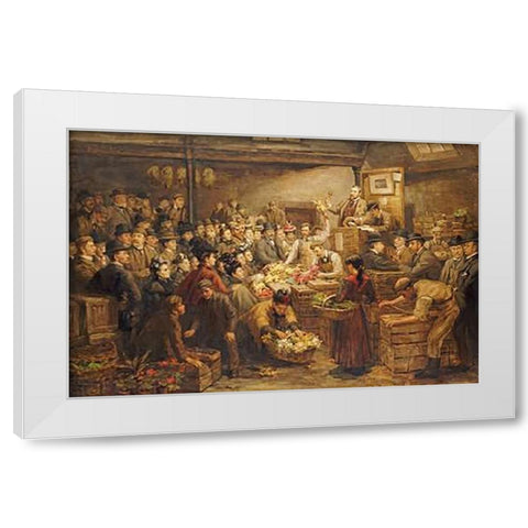 An Edinburgh Flower Market White Modern Wood Framed Art Print by Dixon, Arthur Percy