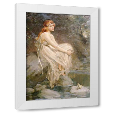 The Princess and The Frog White Modern Wood Framed Art Print by Dixon, Arthur Percy