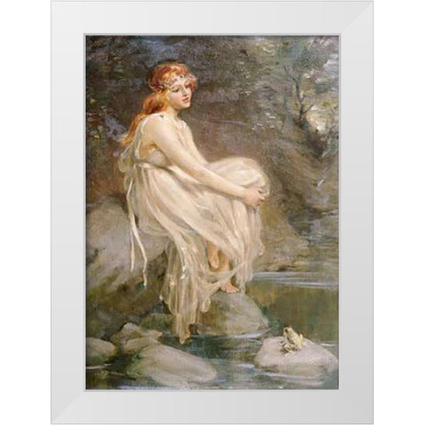The Princess and The Frog White Modern Wood Framed Art Print by Dixon, Arthur Percy