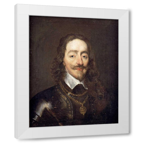Portrait of King Charles I White Modern Wood Framed Art Print by Dobson, William