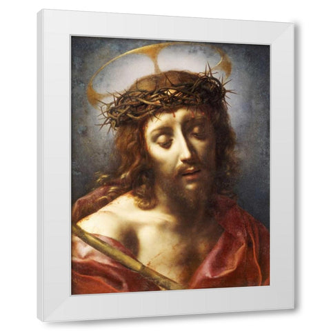 Christ As The Man of Sorrows White Modern Wood Framed Art Print by Dolci, Carlo