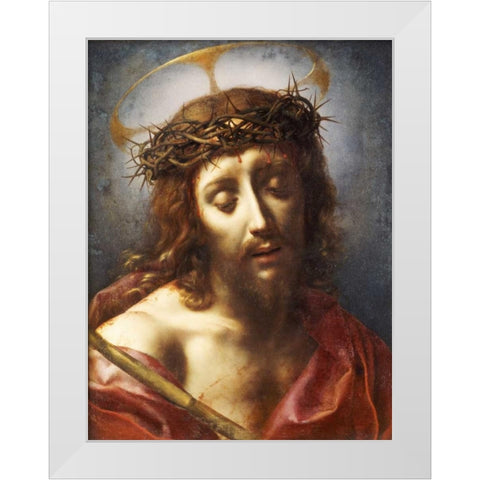 Christ As The Man of Sorrows White Modern Wood Framed Art Print by Dolci, Carlo