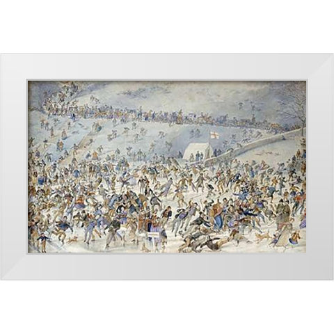 Figures Ice Skating White Modern Wood Framed Art Print by Doyle, Charles Altamount