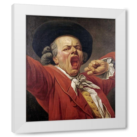 Self-Portrait As a Yawning Man White Modern Wood Framed Art Print by Ducreux, Francois-Joseph