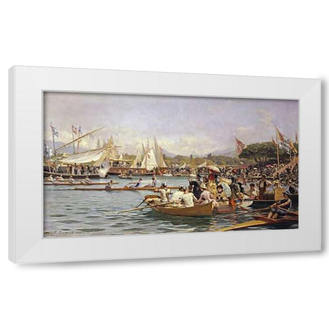A Regatta, Geneva White Modern Wood Framed Art Print by Dufaux, Frederic