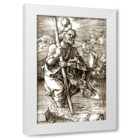 Saint Museumistopher Facing Right White Modern Wood Framed Art Print by Durer, Albrecht