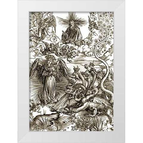The Apocalyptic Woman White Modern Wood Framed Art Print by Durer, Albrecht