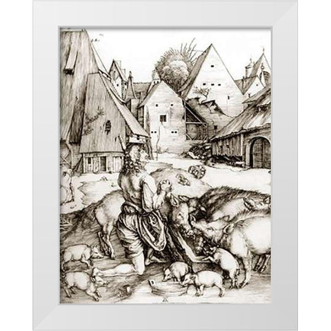 The Prodigal Son White Modern Wood Framed Art Print by Durer, Albrecht