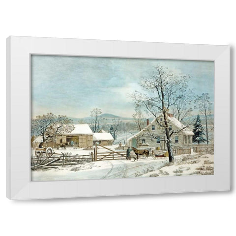 New England Winter Scene White Modern Wood Framed Art Print by Durie, GH