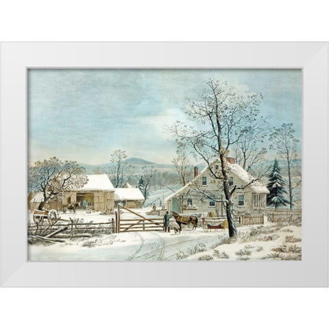 New England Winter Scene White Modern Wood Framed Art Print by Durie, GH