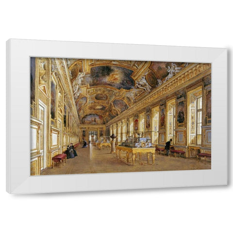 The Interior of The Louvre White Modern Wood Framed Art Print by Duval, Victor