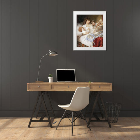 Bedtime Story White Modern Wood Framed Art Print by Ebert, Anton