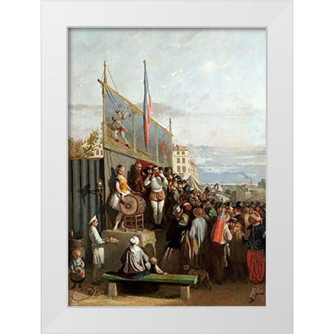 The Travelling Circus White Modern Wood Framed Art Print by Elmerich, Charles Edouard